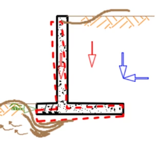 Foundation bearing pressure mechanism — wall settling and rotating from inadequate footing capacity
